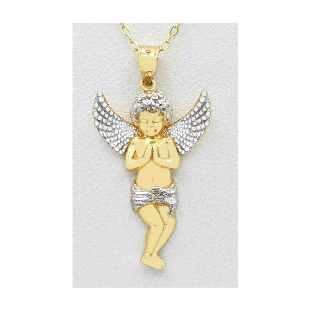Solid Angel 3d Pendant 10k Yellow Gold